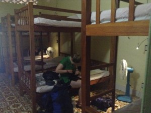 Close quarter living in the 16 person dorm at 'Mitch's Place' in Kampot.