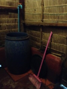 The shower...just don't look at the water in the barrel too closely!